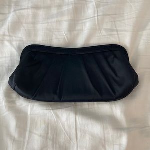 Menbur Black Satin Clutch with Chain Strap